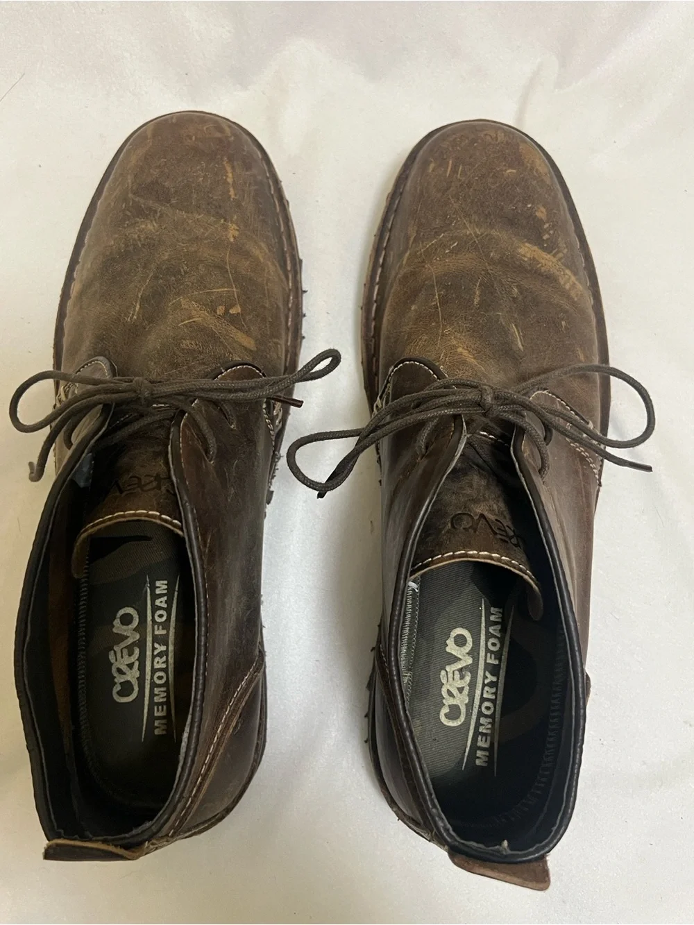 Crevo Brown Leather Lace-Up Chukka Boots